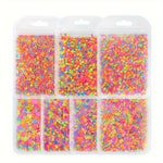 7-Pack Fluorescent Glitter Nail Art Decorations, 2g Each, Mixed Colorful Ring, Heart & Star Shapes, Gel Nail Filler, DIY Charm, Nail Supplies for Salon & Home Use For Music Festival