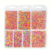 7-Pack Fluorescent Glitter Nail Art Decorations, 2g Each, Mixed Colorful Ring, Heart & Star Shapes, Gel Nail Filler, DIY Charm, Nail Supplies for Salon & Home Use For Music Festival