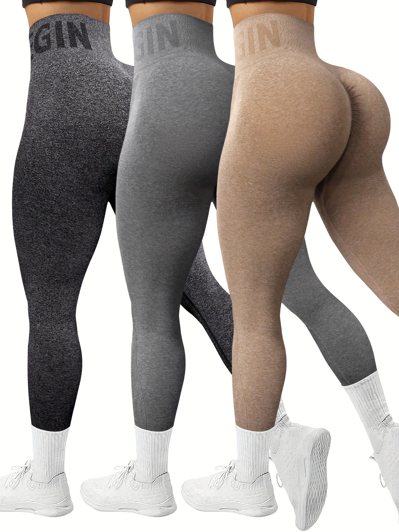 [3 Pack High-Waisted Tummy Control] 3 Pack Seamless High-Waisted Tummy Control Yoga Pants, Sport Style Athletic Leggings, Breathable Stretch Fabric for Gym & Casual Wear Wide Waistband