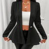 Slim Fit Single Breasted Peplum Blazer - Elegant Long Sleeve,  For Spring & Fall - Women's Clothing - Suitable for Work & Parties - Perfect Gift for Fashionable Women
