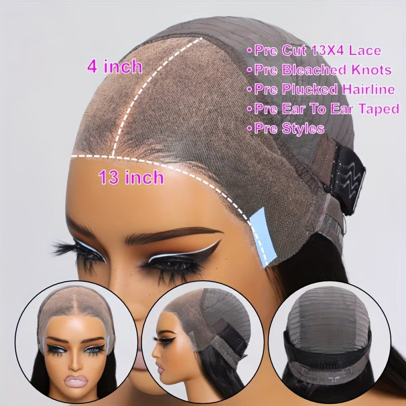 Klaiyi Fluffy Loose Wave 13x4 Lace Frontal Wig With Bangs Pre Cut Pre Bleached Pre Plucked Lace Front Human Hair Wig Ready To Wear Pre Everything Wig