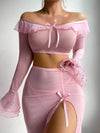 New Mesh Bell-Sleeve Top 1 + Long Skirt 1 + Underwear 1