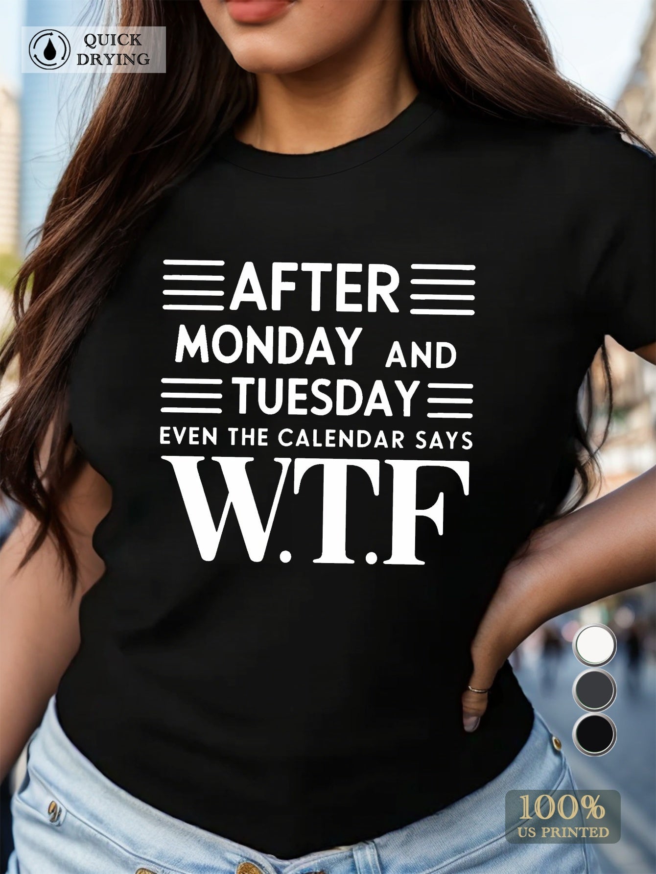 180g Women's Casual Round Neck T-Shirt, 100%, Geometric Pattern, Regular Length, All-Season Comfortable Fit