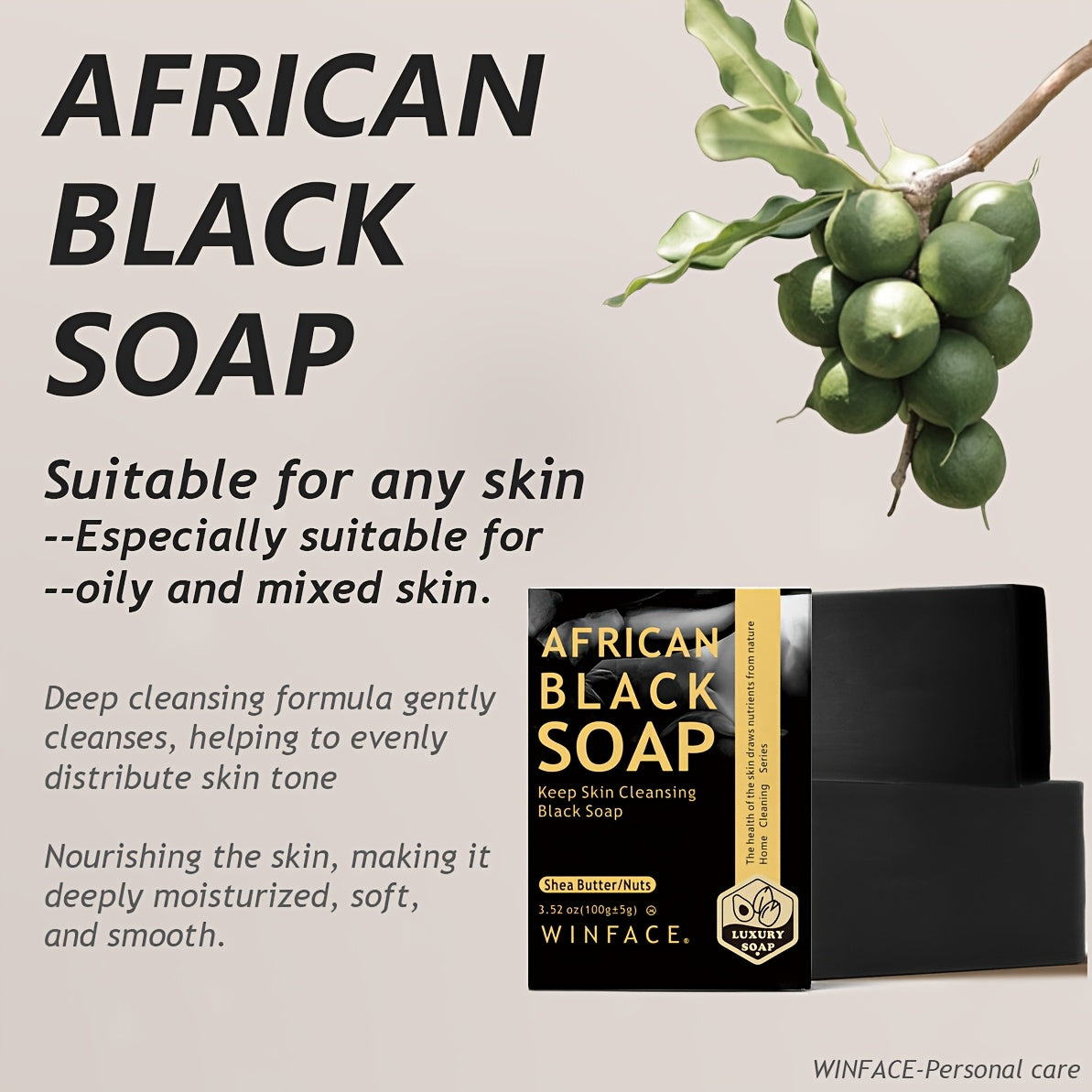 6 Bar*100g African Black Soap, Handmade Ancient Soap, Fruit Wood Cleansing, Moisturizing, Cleansing Soap, Nourishing Skin, Shower Soap, Deep Cleansing, Facial Cleansing, Mother'S Day Gift