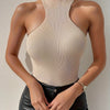 Elegant Directional Women'S Off-Shoulder Halter Knit Sweater Top
