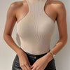 Elegant Directional Women'S Off-Shoulder Halter Knit Sweater Top