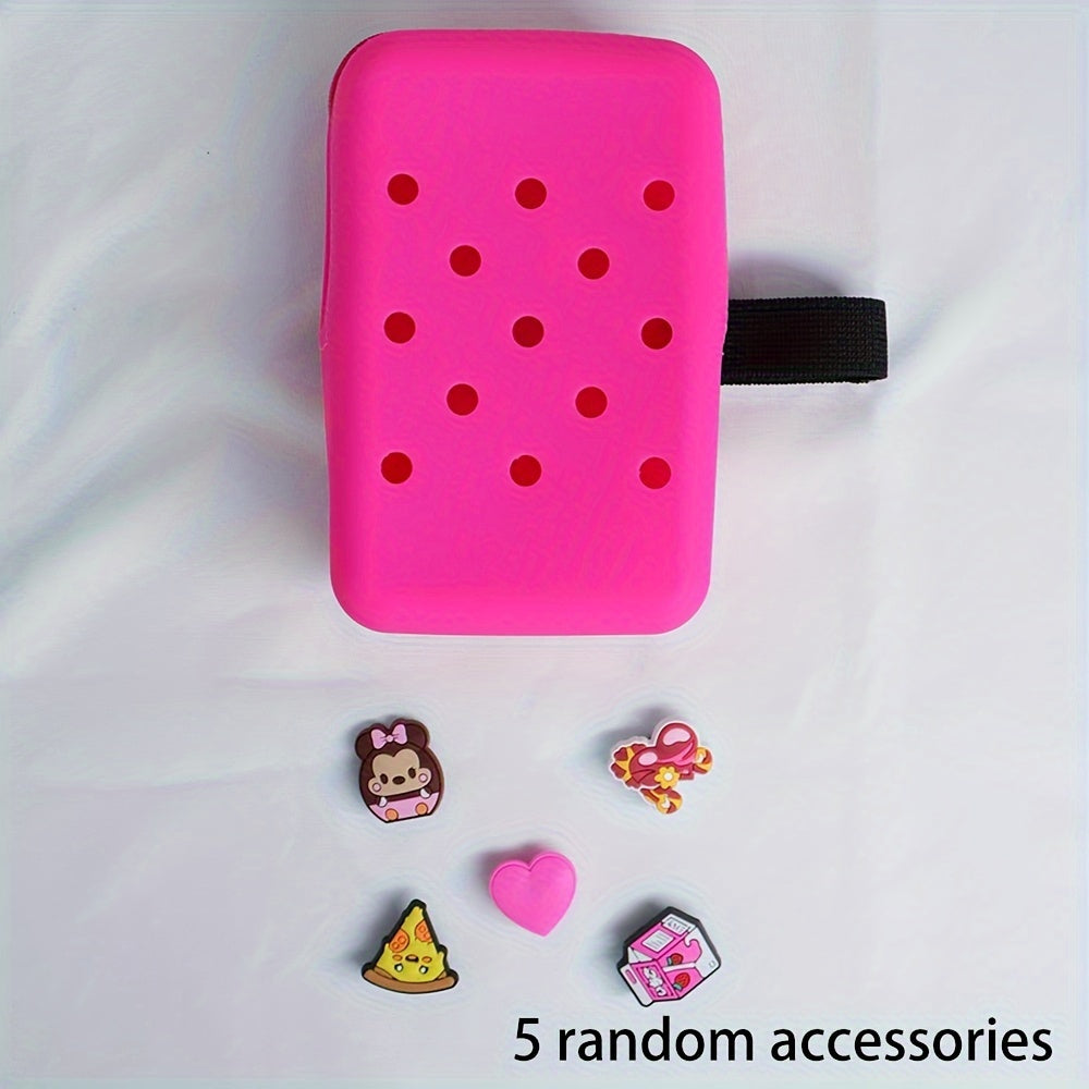 1pc Silicone Water Bottle Bag With 5 Random Stickers, Water Bottle Pouch For Quencher Adventure 40oz And Stanley IceFlow 20oz