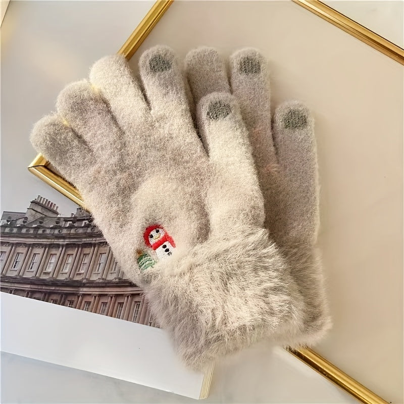 Winter Touch Screen Gloves for Women - Spandex Material, Hand Washable, Elastic, Water-Resistant Non-Slip Mittens with Keep Warm Function - Embossed Design for Outdoor Activities