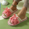 Warm Bowknot Decor Slippers, Casual Open Toe Plush Shoes, Comfortable Indoor Home Slippers