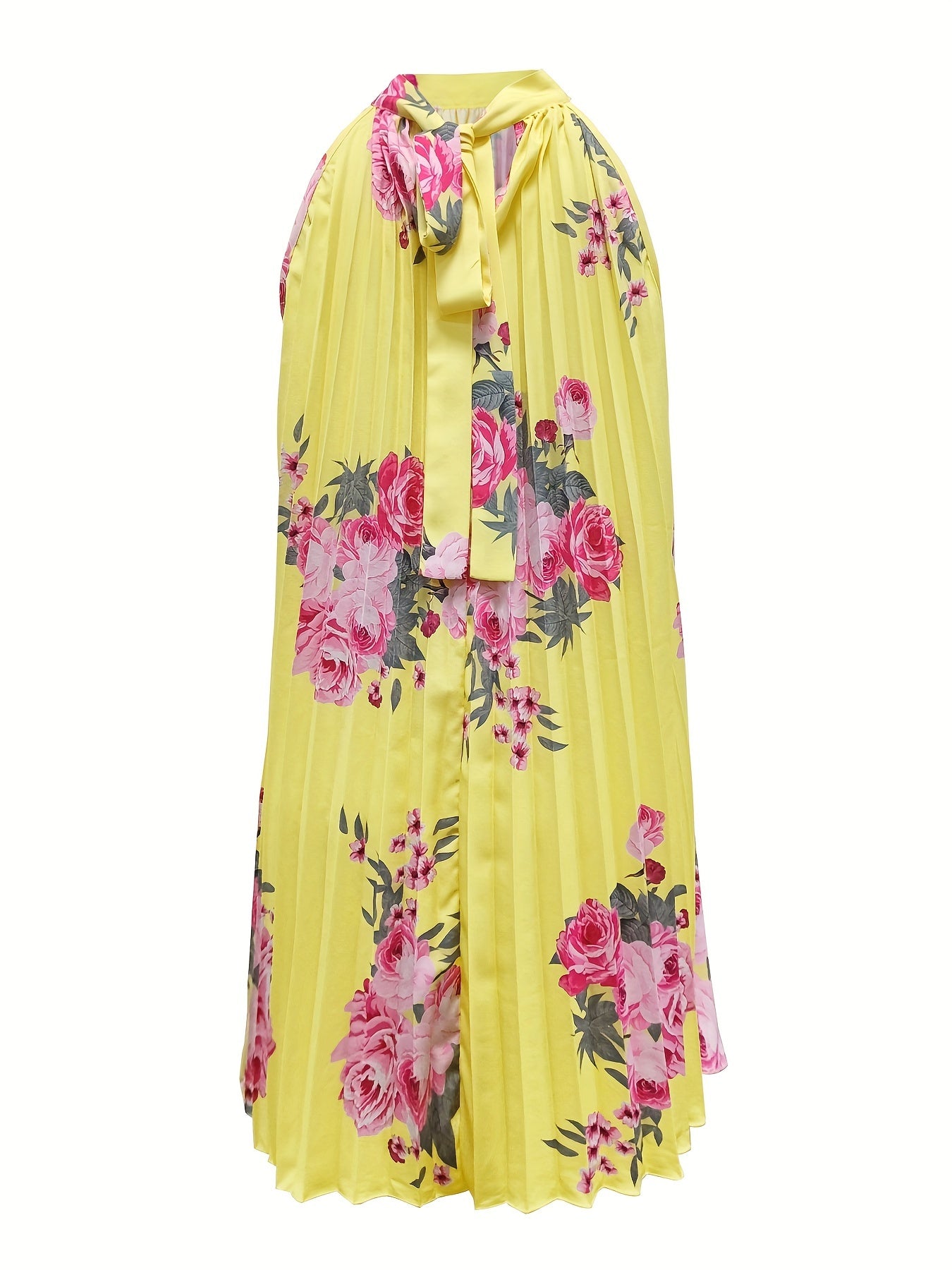 Spring-Summer Chic Choker Style Dress - Sleeveless, Floral Elegance, Women’s Perfect Sundress