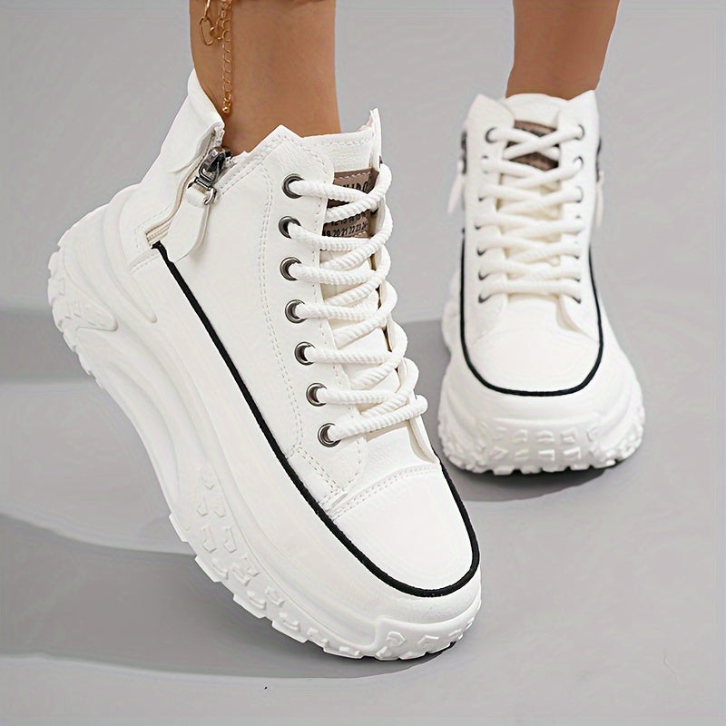 2024 Trendy High-Top Women's Sneakers - Comfortable, Non-Slip, Durable Casual Shoes with Lace-Up Design and Round Toe - For Women - Suitable for Casual Wear - Perfect Gift for Fashionistas