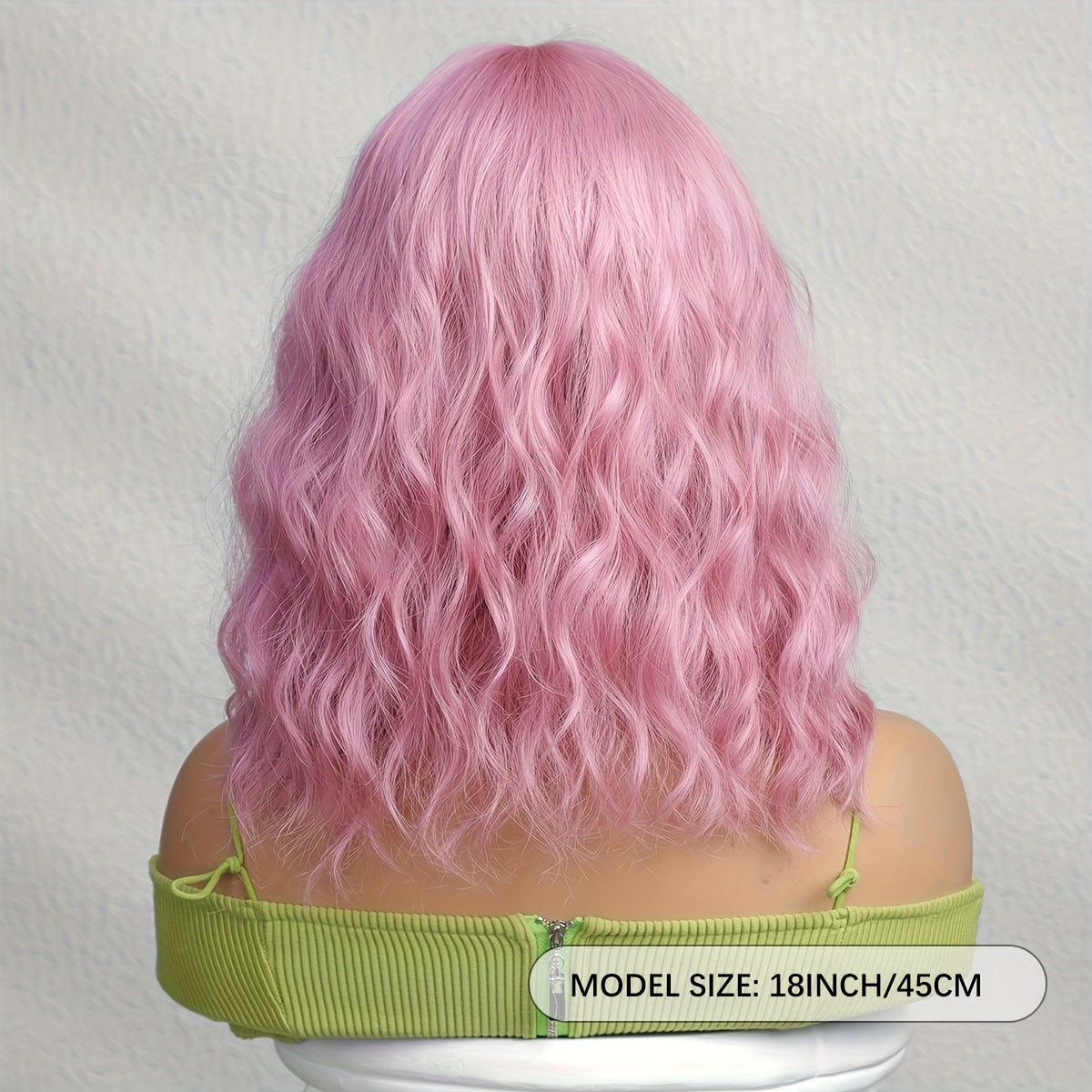 1pc Pink Short Curly Bob Wig with Bangs for Women - Matte Synthetic Hair, Loose Wave Style, 150% Density, Rose Net Cap, Perfect for Casual Attire or Special Occasions