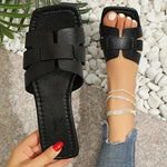 Women's Summer Flat Slide Sandals - Lightweight, Open Toe with Snakeskin Pattern Straps, Casual Elegant Style in Multiple Colors, Perfect for Party and Casual Attire, Strappy Sandals