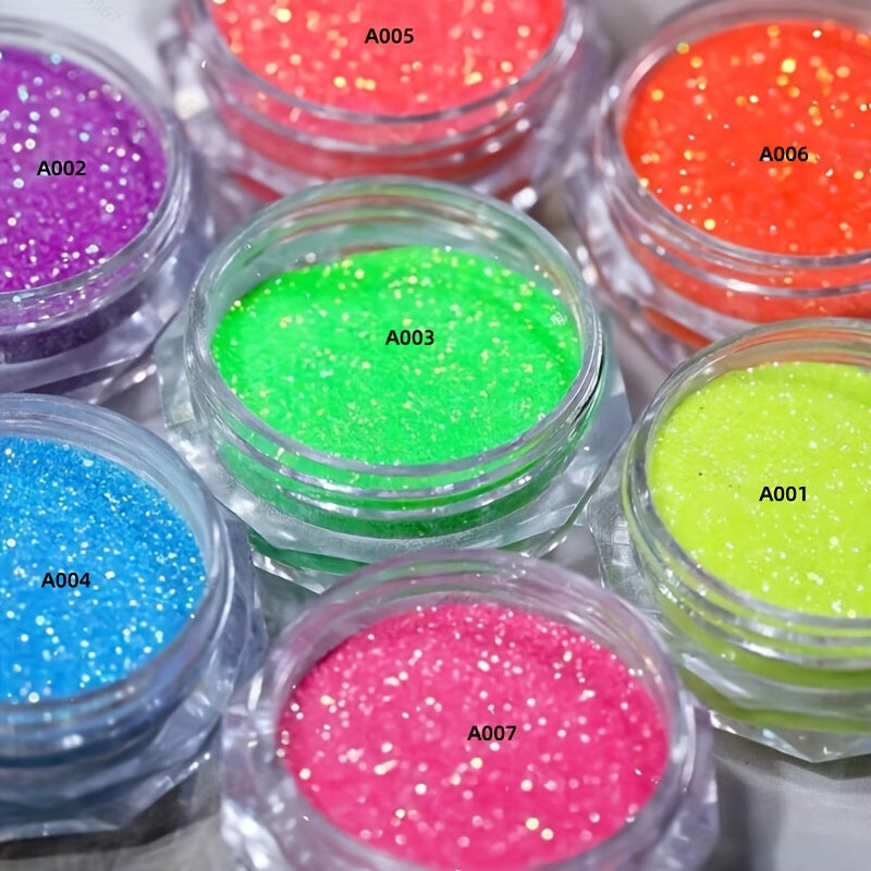 7-Piece Glow-in-the-Dark Nail Polish Set - Sparkling, Glittery, and Perfect for Nighttime Fun!