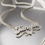 1pc Custom Stainless Steel Name Necklace – Personalized Frosted Letter Pendant with Sparkling Accents, Unisex Cuban Link Chain Jewelry Gift for Casual Attire or Special Occasions, Gift Item Jewelry | Bohemian Chic | 18K Gol