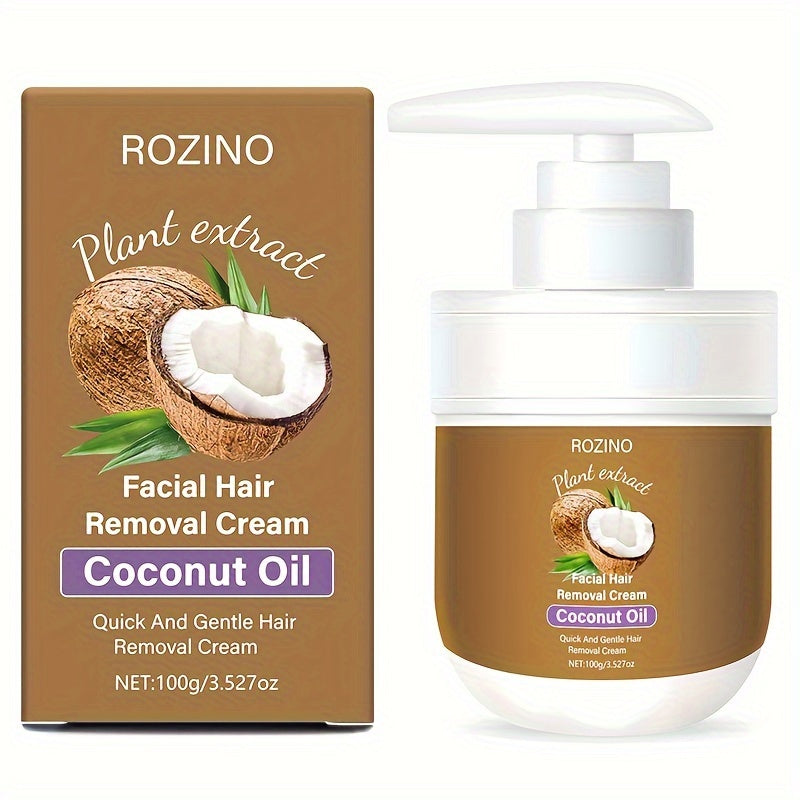 ROZINO Coconut Hair Removal Cream – Fast-Acting, Hypoallergenic Formula for Lips, Legs, Arms & Underarms – Safe for All Skin Types