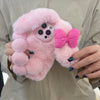 Autumn and Winter Warm Cartoon Cute Bunny Plush Mobile Phone Case with Bracelet Suitable for iPhone 16 Pro Max