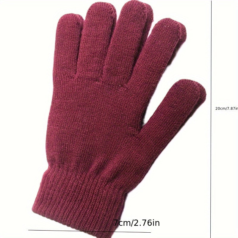 [5 Pairs ] Gloves Winter General-purpose Thickened Velvet Warm Outdoor Cycling Black Knitted Simple Trend Gloves