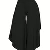 Solid Color Asymmetrical Wide-Leg Pants
