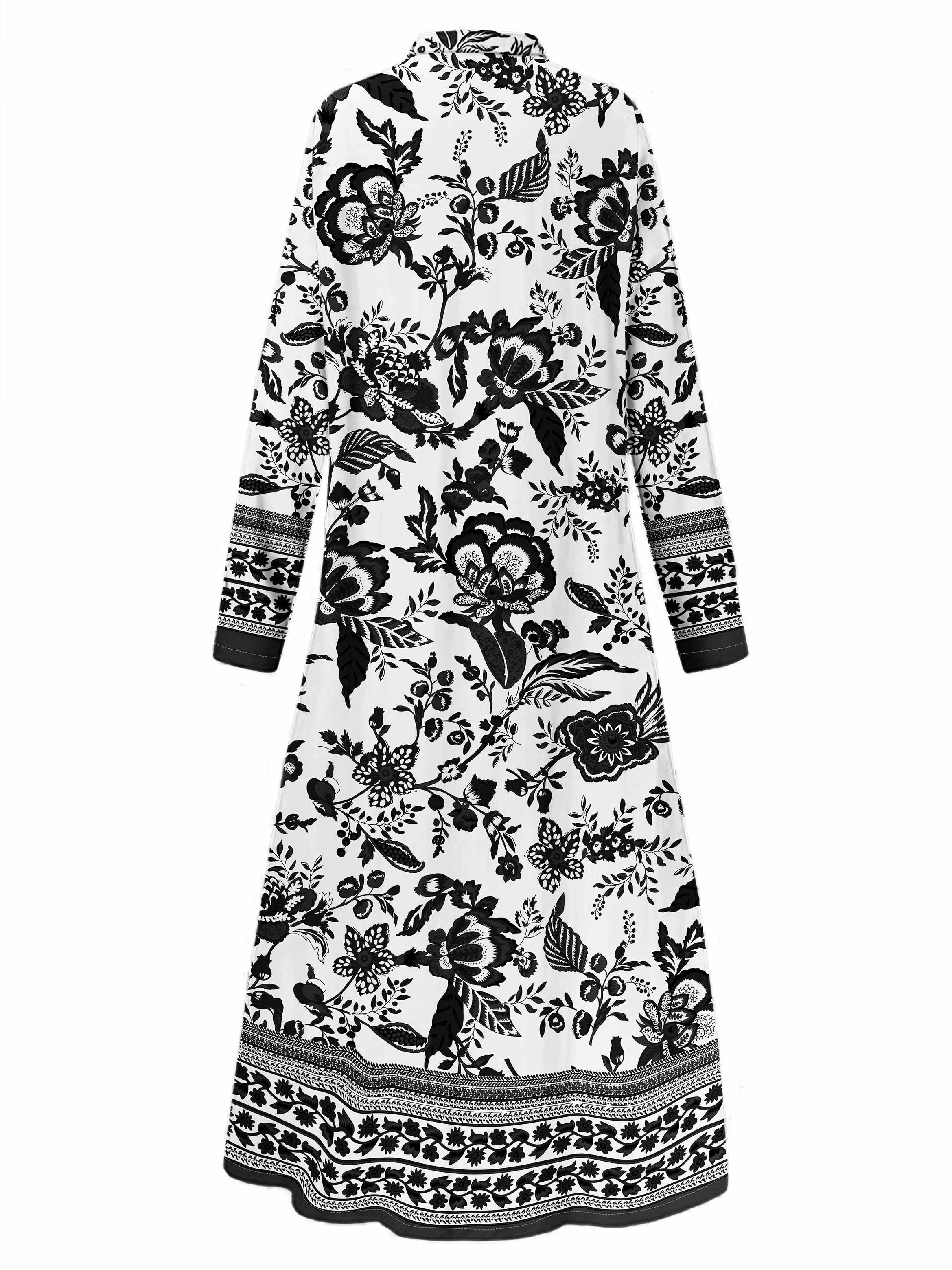 Elegant Tribal Pattern Long Sleeve Button-Up Shirt, Polyester 100%, Lapel Collar, Single Breasted Placket, Regular Fit, Woven Fabric, for Adults, All-Season Mature Style