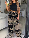 New Summer Short Sleeve Top with Pleated Trousers 2pcs Set for Women