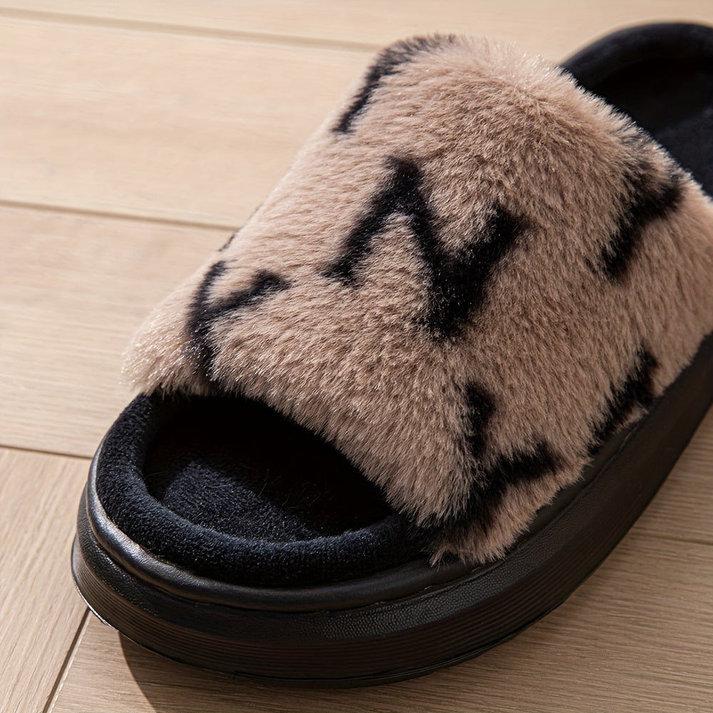 Women'S Casual Letter Print All-Season Slippers, Thick Sole Fabric Upper & Inner, EVA Sole, Lightweight Slip-on Home & Outdoor Slides with Random Letter Pattern