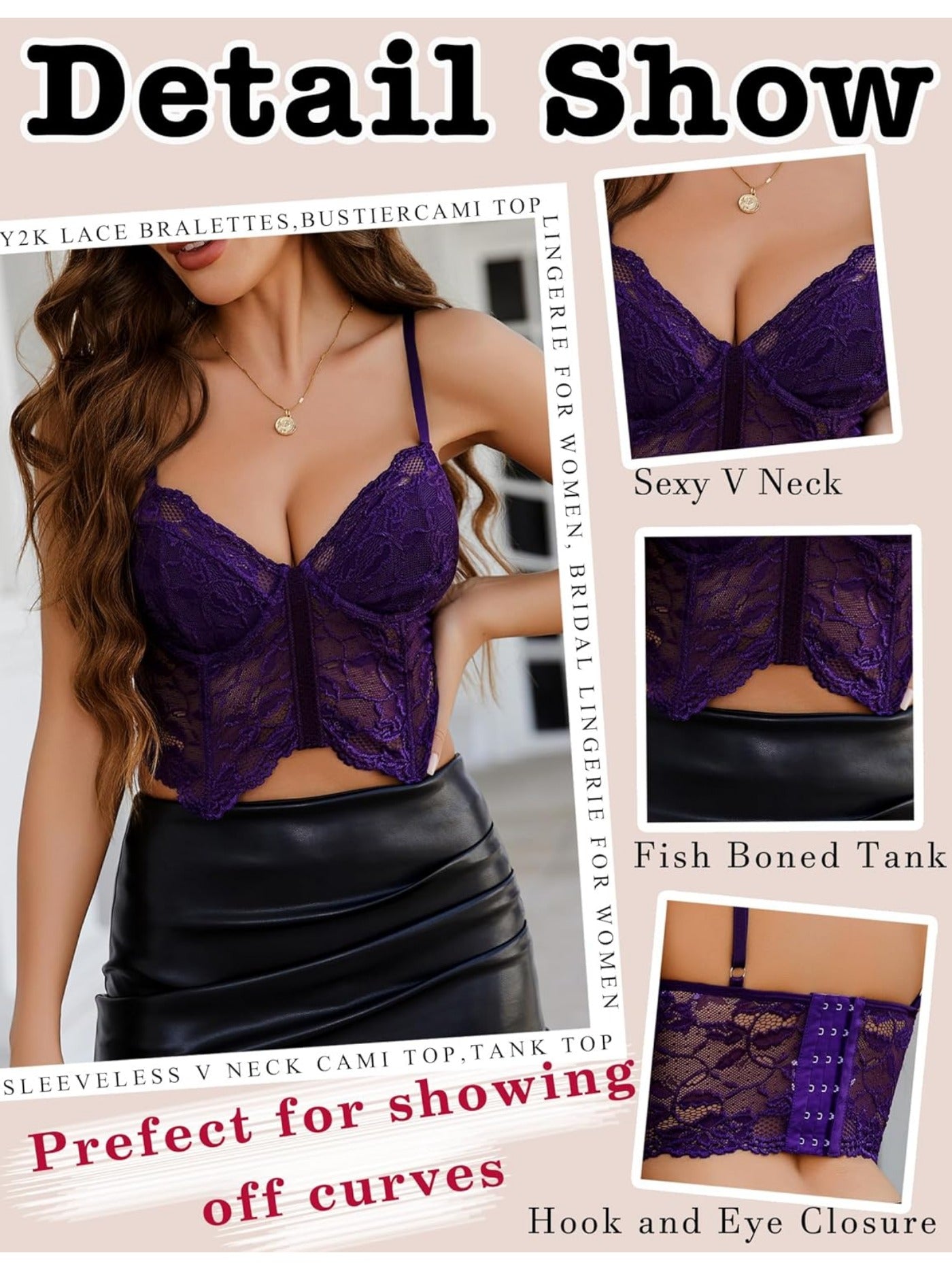 Lace Bralettes for Women Y2k Camisole Lingerie Adjustable Strap Crop Top