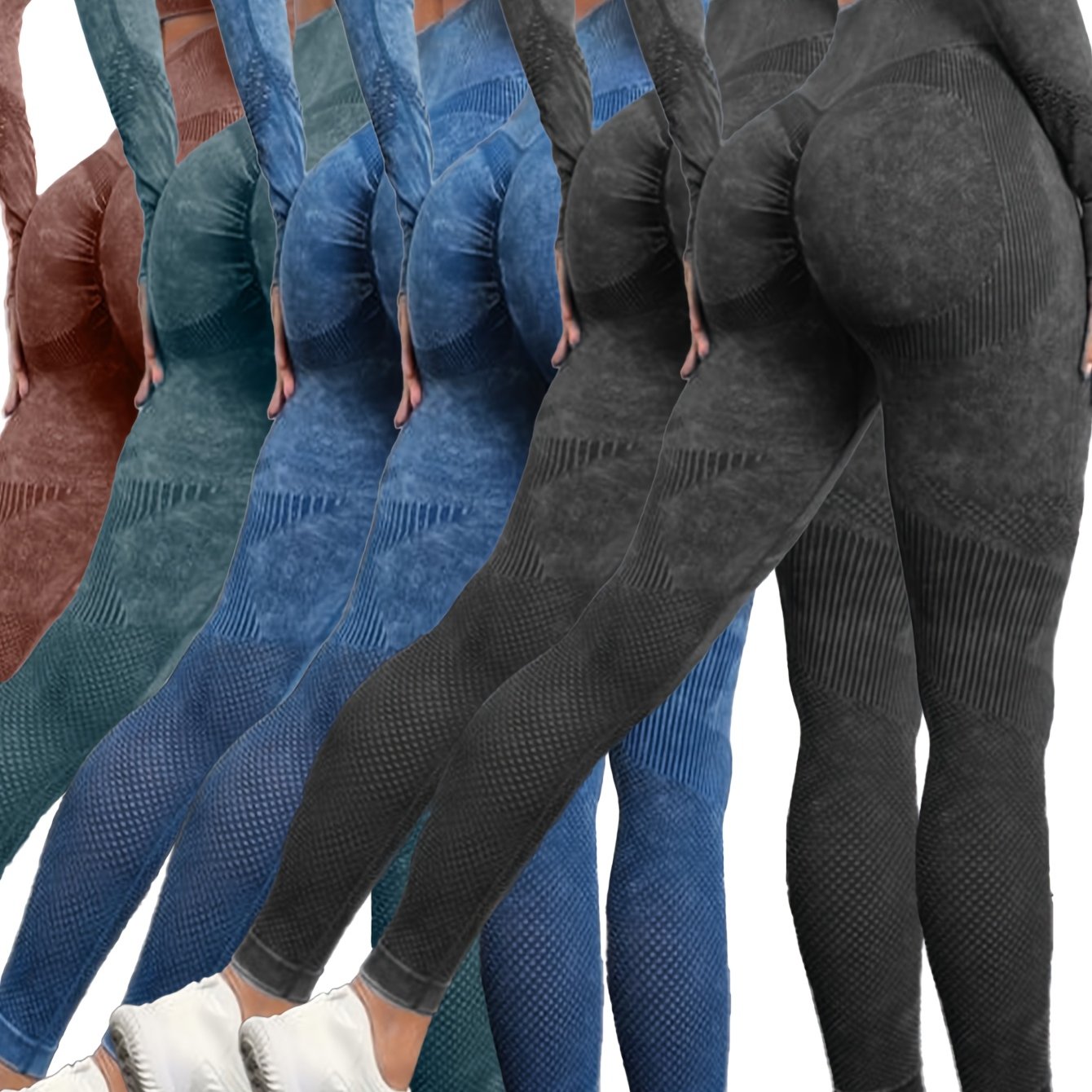 6pcs Yoga Legging Seamless Workout High Waist Butt Liftings Athletic Leggings, High Waisted Leggings for Women - Soft Athletic Tummy Control Pants for Running Cycling Yoga Workout