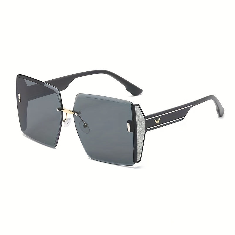 New Rimless Sunglasses, Women's Retro Trend, Light Luxury, Large Frame Sunglasses, Tourist Street Photography, Anti-glare Sunglasses