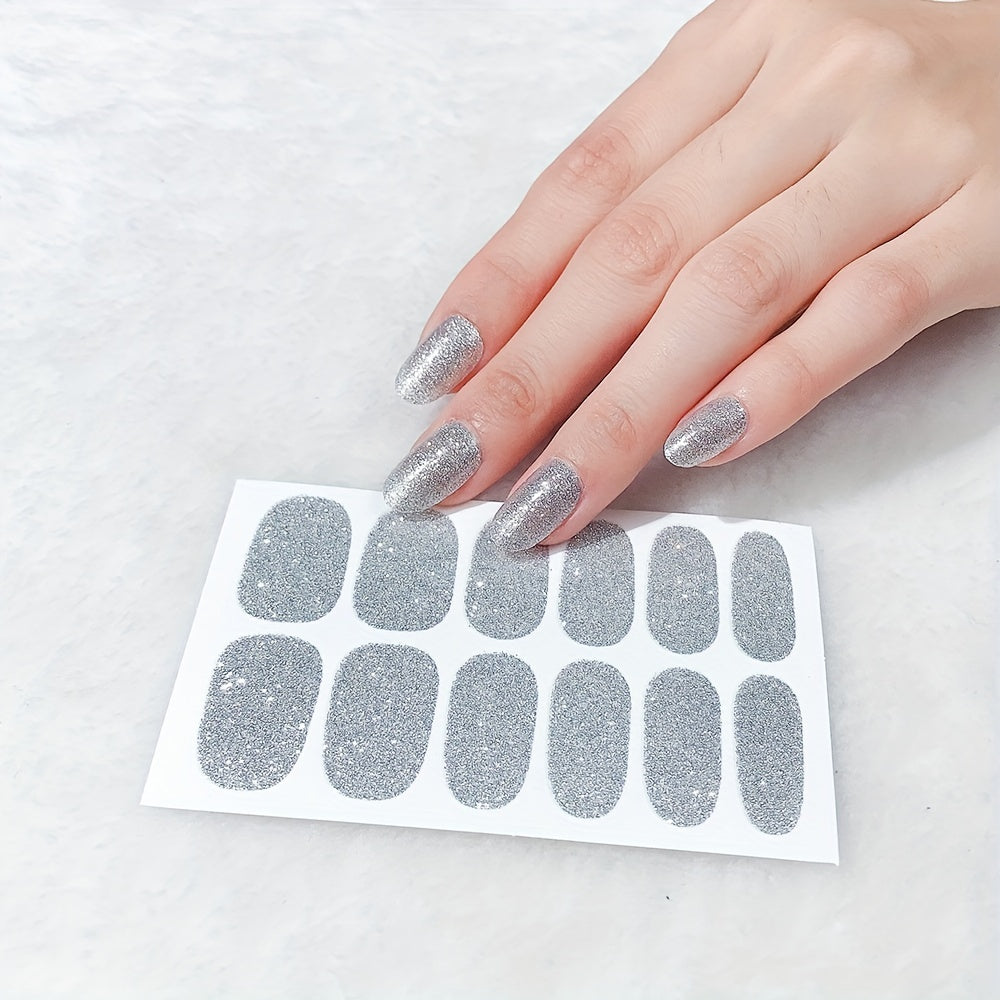 Glitter Nail Art Sticker Waterproof Full Stickers For Girls Women Sweet Cute DIY Nail Stickers Nail Accessories