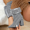 Women's Houndstooth Ankle Boots, Fashion Pointed Toe Buckle Design Booties, Side Zipper Block High Heeled Short Boots