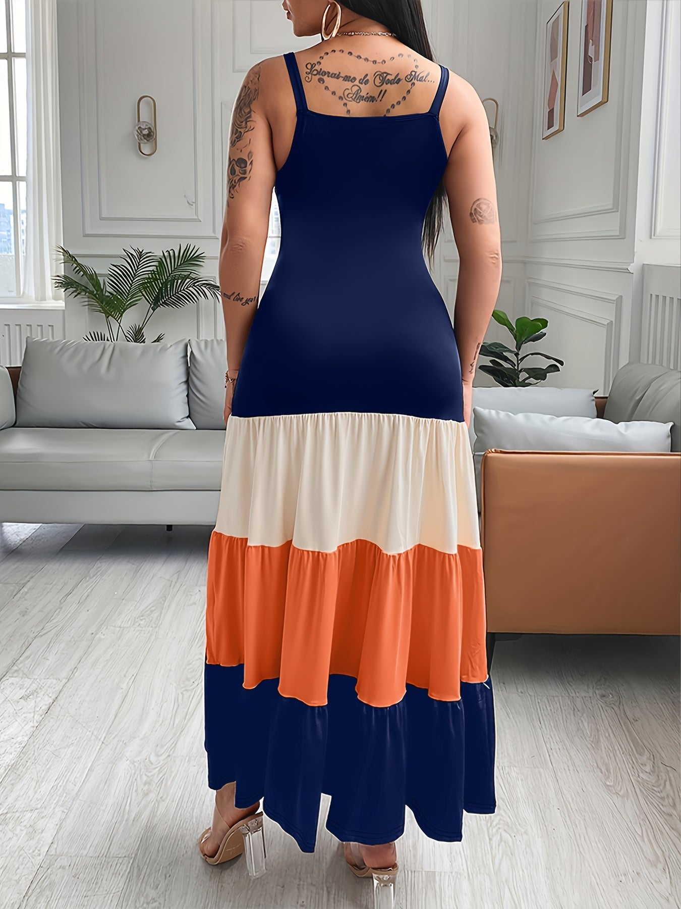 Color-Blocking Spaghetti Strap Dress