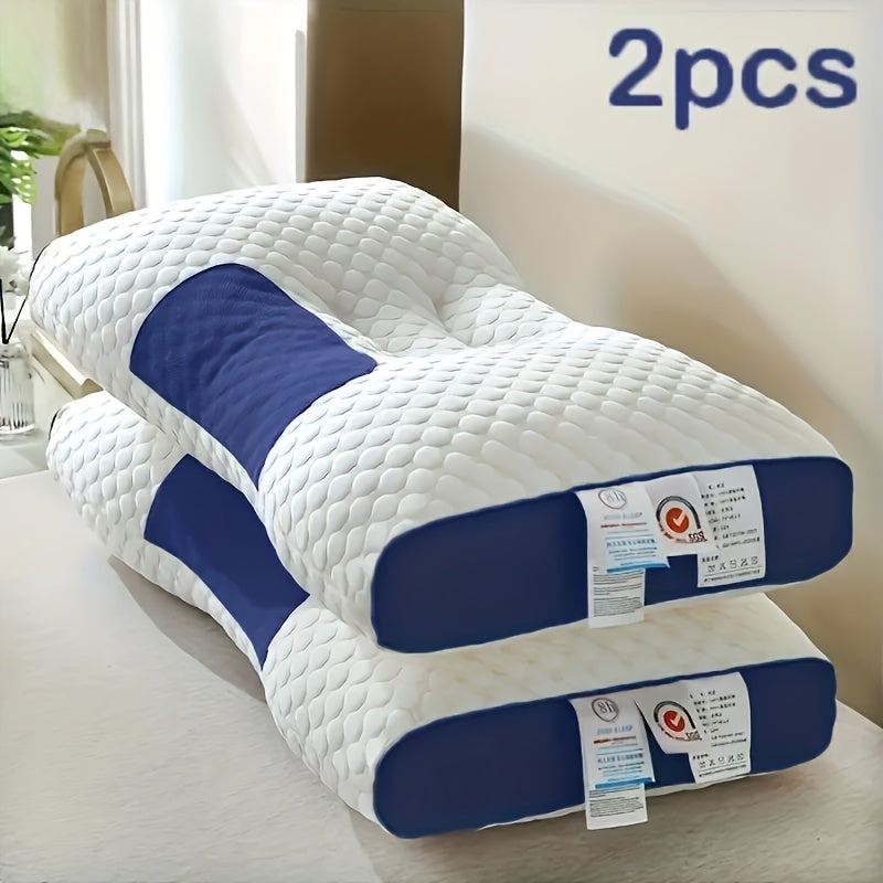 2pcs Modern Pillow with SP Neck Support, Breathable Moisture-Wicking Sweat, Polyester Fiber Cover And 100 Polyester Fiber Filling, Machine Washable, Zipper  All-Season Multi-Purpose Bedding for Any Sleeping Position