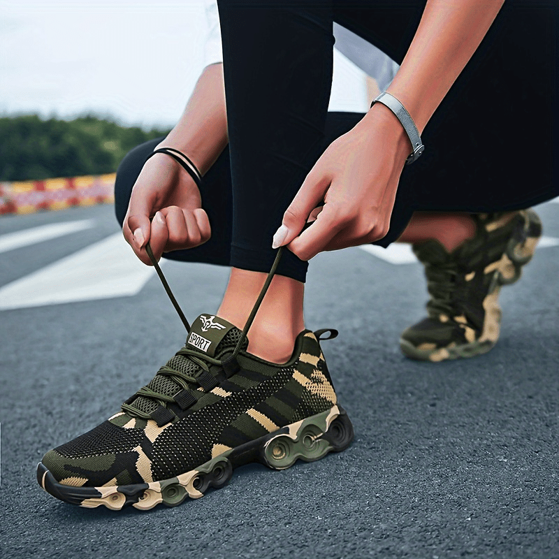 Women's Camouflage Graphic Low-top Lightweight Sports Shoes, Wear-resistant And Anti-slip Comfort Hiking Shoes, Breathable Mesh Sneakers