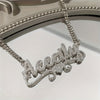 1pc Custom Stainless Steel Name Necklace – Personalized Frosted Letter Pendant with Sparkling Accents, Unisex Cuban Link Chain Jewelry Gift for Casual Attire or Special Occasions, Gift Item Jewelry | Bohemian Chic | 18K Gol