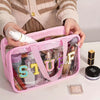 Large Capacity Toiletry Storage Bag, Stylish Transparent Makeup Pouch, Suitable for Travel Cosmetics Storage, Portable Handheld Toiletry Bag.