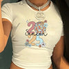 Graphic Printed Cropped T-Shirt, Y2K Spring And Summer Short-Sleeved Crop Top, Women'S