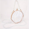 Casual Acrylic Pearl Beaded Shell Crossbody Bag with Removable Strap, Transparent Unlined Clutch with Buckle Closure, Checkpoint-Friendly Fashion Accessory