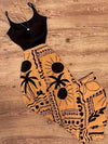 Summer Vacation Black Camisole + Print Skirt Set