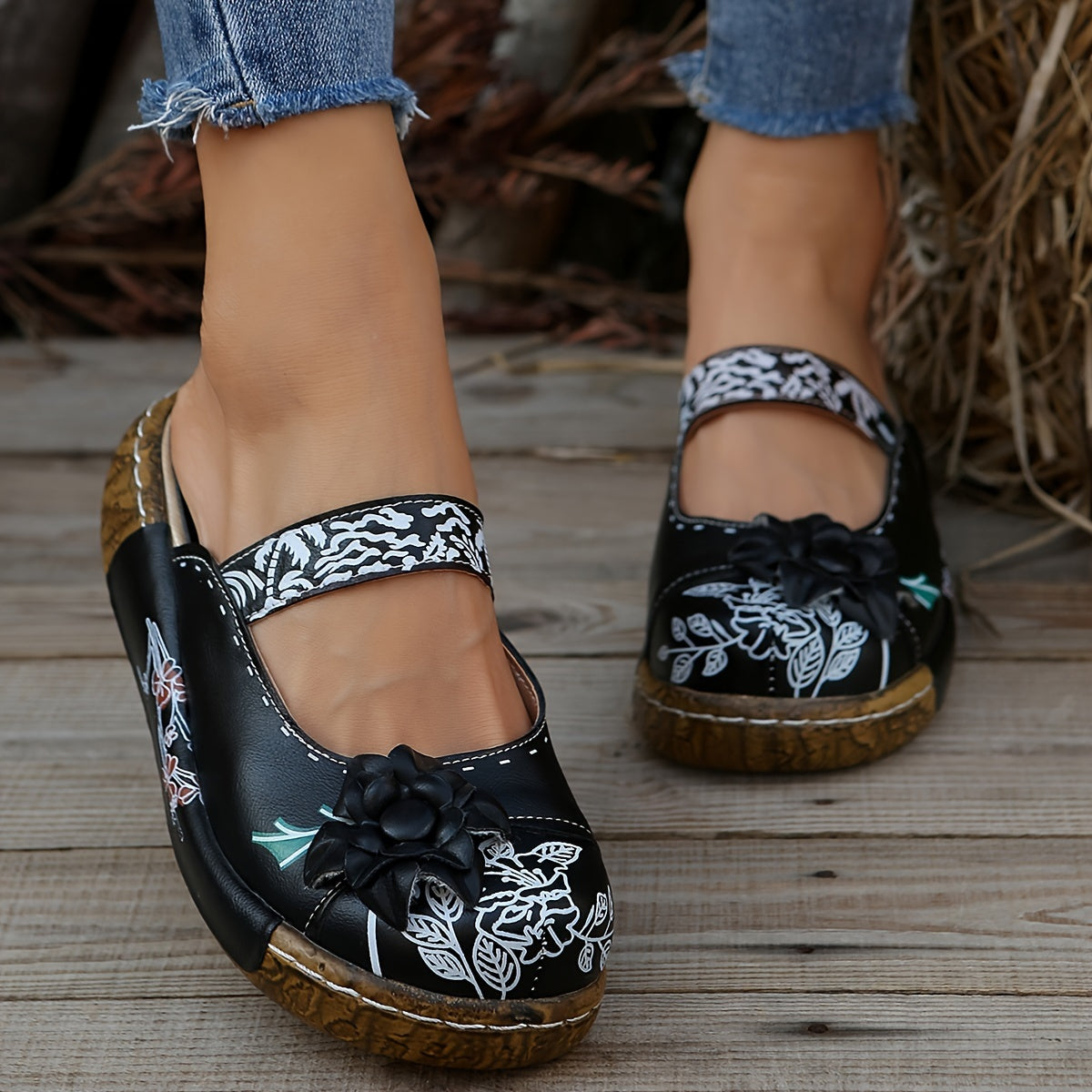 Women's Hawaiian Style Slip-On Sandals & Slippers - Floral Pattern PU Cover Flat Sole Comfortable Casual Shoes for Beach, Summer, All-Season Wear, Beach Shoes, Leisure Footwear, Durable Traction Footwear