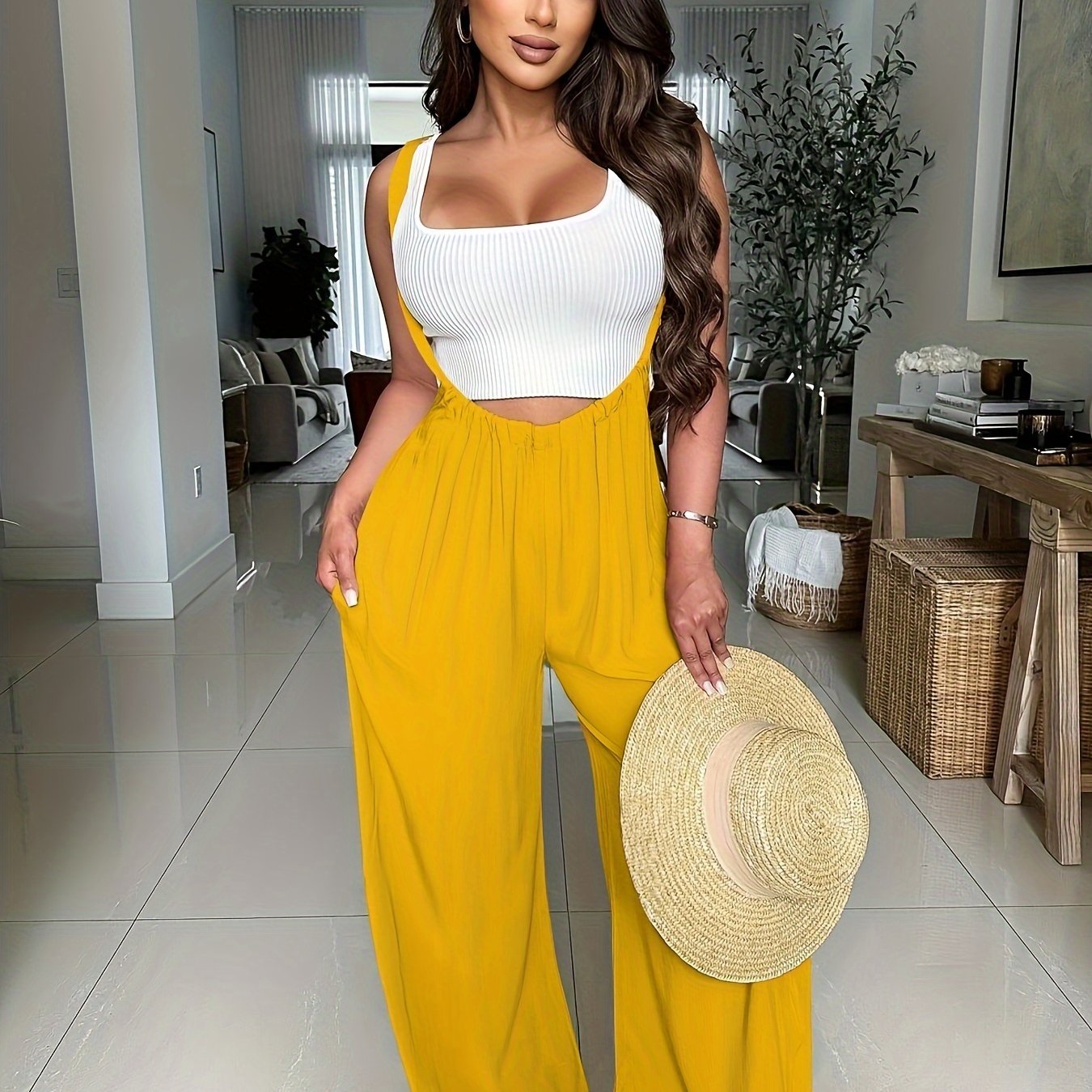 Women's Casual Wide Leg Palazzo Pants - Adjustable Drawstring Waist, Super-Long Length, Loose Fit with Pockets, Machine Washable Lounge & Casual Trousers for All Seasons, Comfortable Clothing | Decorative Drawstring | Soft Te