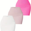 3pcs Women's Seamless High-Waisted Sports Skirts, Solid Color Knit Fabric, Rib-Knit Detail, Bodycon Fit, Stretchy Polyamide 90% Elastane 10%, All-Season Casual Wear