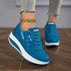 Women's Fashionable Rocker Sneakers - Breathable, Non-Slip Thick Sole Casual Shoes in Brown with White Sole Accents, Lace-Up Low Tops, Stain-Resistant, All-Season Wear