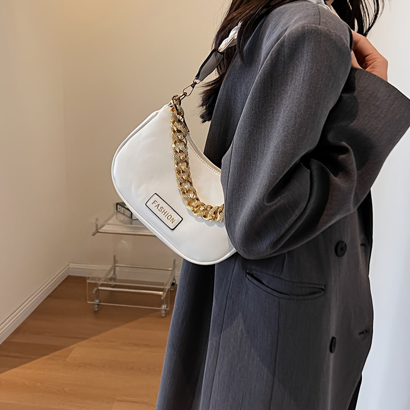Stylish Women's Shoulder Bag with Adjustable Golden Chain Strap - Elegant Crossbody Handbag in Black, Khaki, or Orange, Perfect for Casual or Formal Occasions, Ladies Handbags