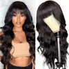 Body Wave Wigs with Bangs 100% Human Hair Wigs for Women None Lace Front Wigs 200%Density Brazilian Virgin Hair Glueless Machine Made Wig Human Hair Wigs with Bangs Natural Color