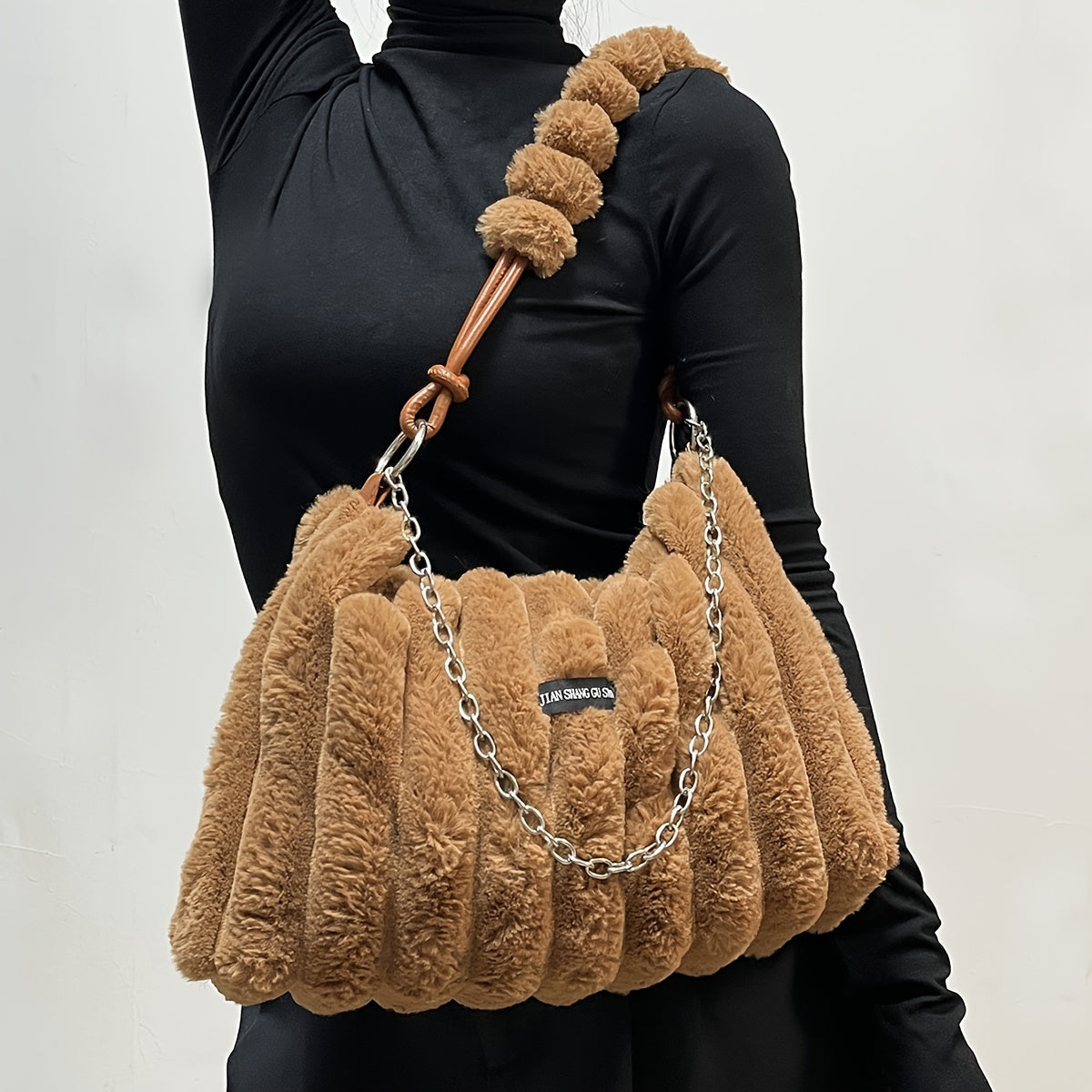 Chic Tie-Dye Plush Crossbody Bag for Women - Large Capacity, Adjustable & Detachable Strap, Zip Closure, 2024, Shoulder Crossbody, Suitable for Girls