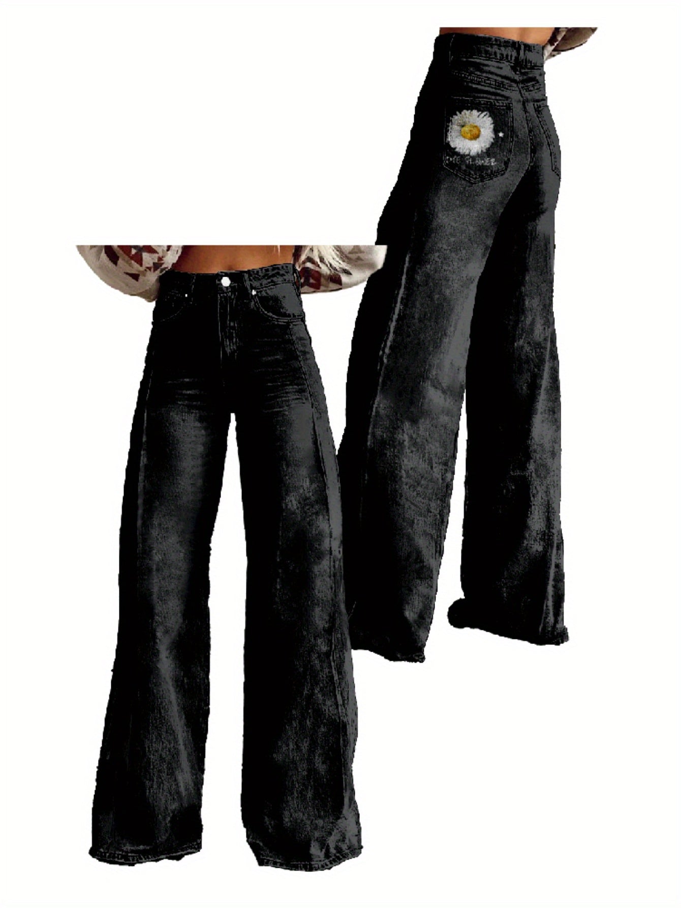 Imitation Jeans Wide Leg Versatile Flared High Waisted 3D Printed Women'S Baggy Pants Abstract Geometry Element A Line Hanging Feel Casual Comfortable Loose Floor Length Pants Spring Autumn Polyester Y2K