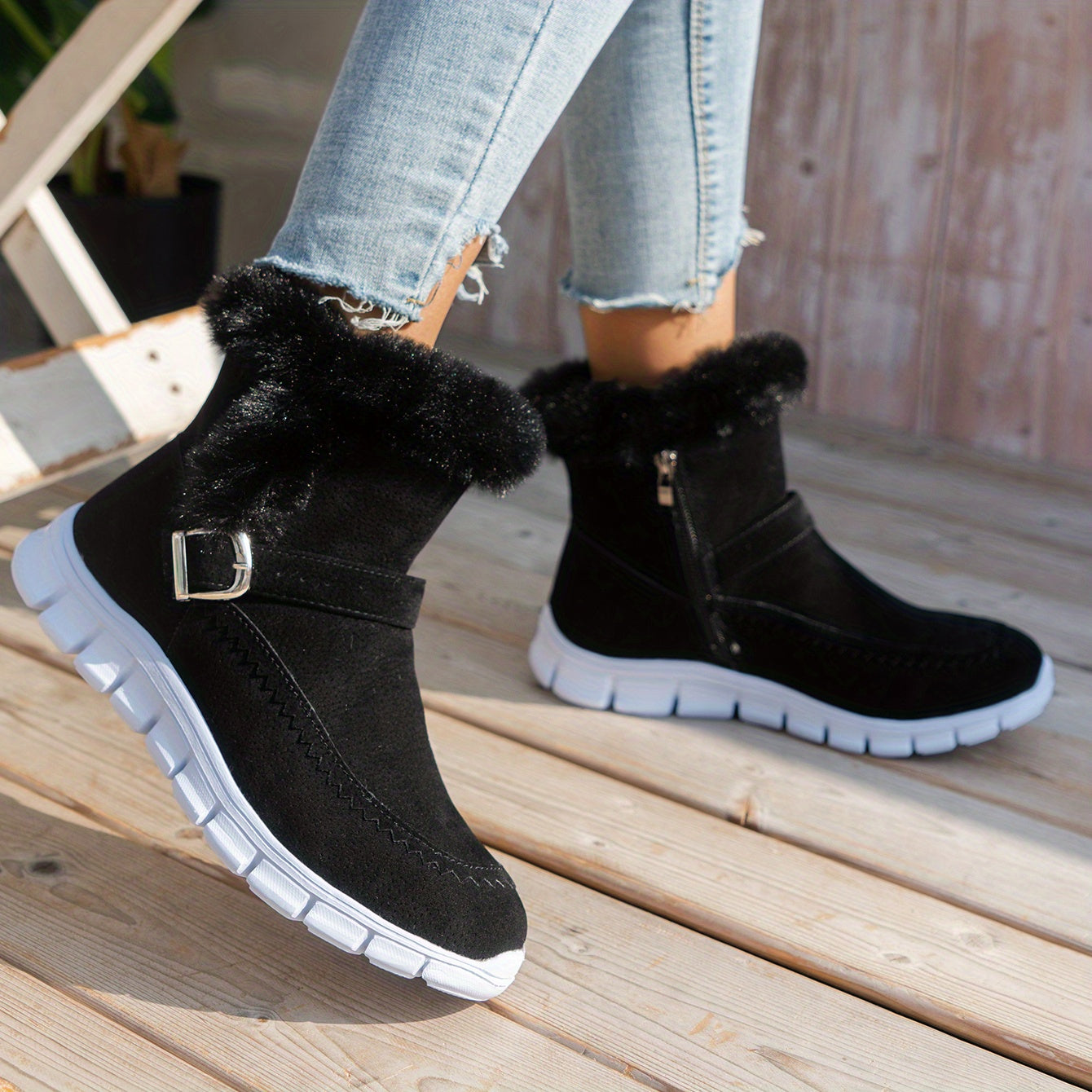 Cozy Velvet-Lined Snow Boots for Women: Easy Slip-On, Non-Slip, Warm & Stylish, with Side Zipper – Perfect for Winter