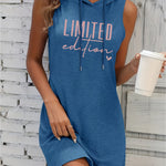 Women's LIMITED EDITION Graphic Hooded Dress - Summer Casual Short Sleeve Fitted Dress with Heart Details, Machine Washable & Versatile for Casual Attire, Relaxed Style, Trendy Fashion, Stretchy Material, Fashion Lovers