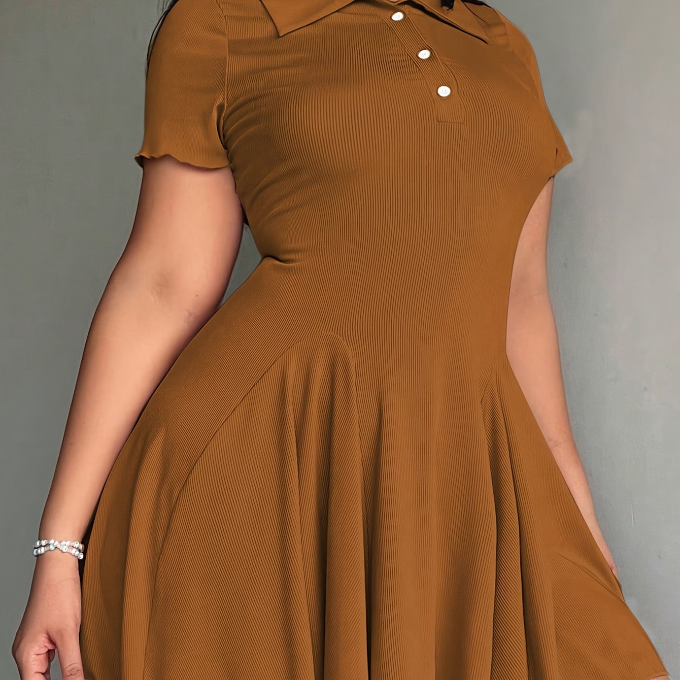 Women'S Casual Tennis Polo Dress - Short Sleeve, Button-Up Collar, Ribbed Texture, Knee-Length with Paddles, Beige, Casual Wear|Short Sleeve Dress|Buttonup Collar Dress